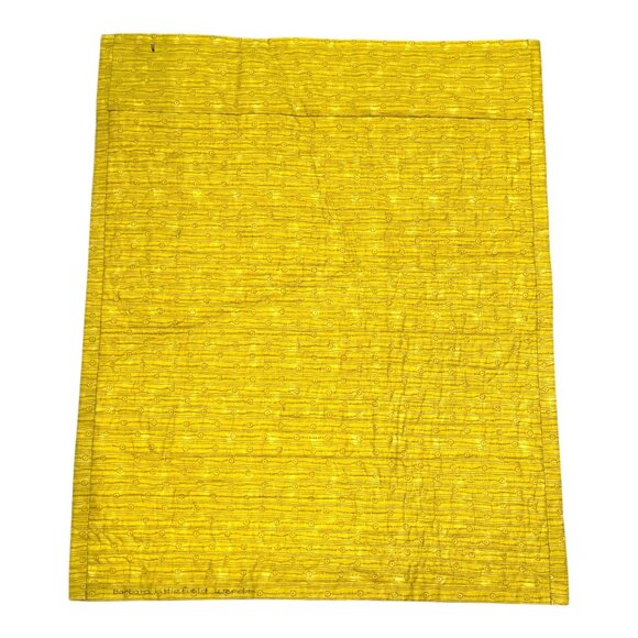 Handmade Yellow Patchwork Quilt 22X28 Vibrant Design Reversible Signed Geometric - Picture 2 of 4